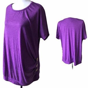 Purple T-Shirt with Side Button Detail